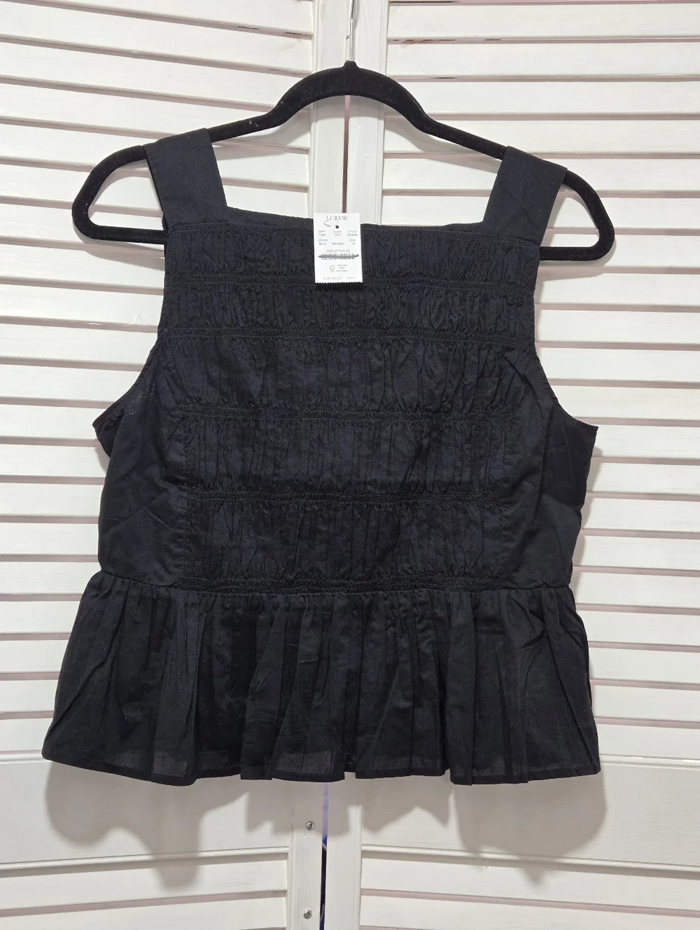 Nwt J. Crew Factory  100% Cotton Smocked Tank Top  Size 10 Black